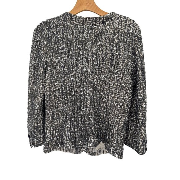 Etcetera Black  Sequin Textured Cardigan sweater Womens size medium Cotton - Picture 5 of 5